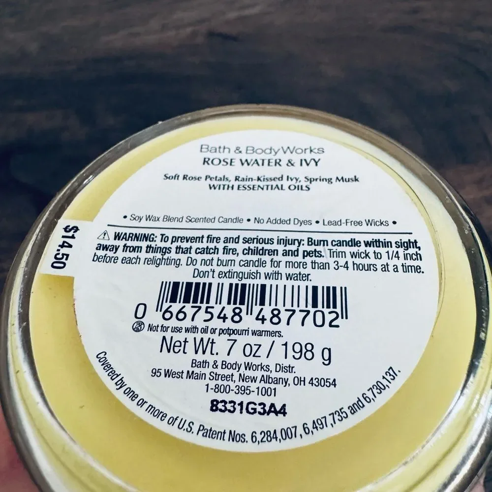 Bath & Body Works Rose Water & Ivy Scented Jar Candle